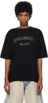 Футболка свободного кроя с выцветшим логотипом Dsquared2, черный