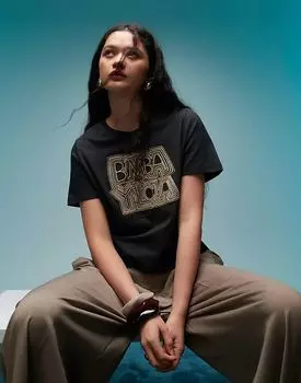 Футболка свободного кроя с вышитым логотипом BIMBA Y LOLA черного цвета