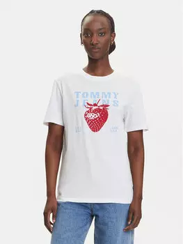 Футболка свободного кроя Strawberry DW0DW20894 Tommy Jeans, белый