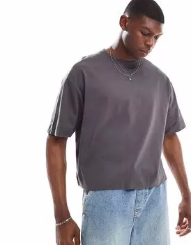 Футболка свободного кроя Threadbare 220 GSM, сланцево-серого цвета