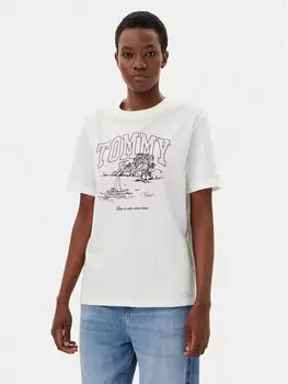 Футболка свободного кроя Tonal Tropics DW0DW21343 Tommy Jeans, экрю