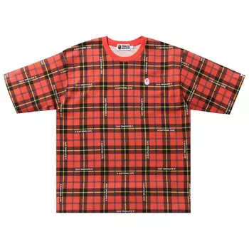 Футболка свободного кроя в клетку BAPE, красная