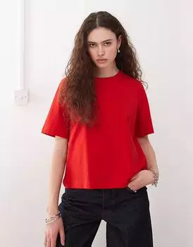 Футболка свободного кроя Weekday Perfect красного цвета