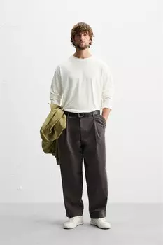 Футболка свободного кроя ZARA, экрю