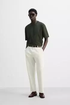 Футболка свободного кроя ZARA, цвет Dark bottle green