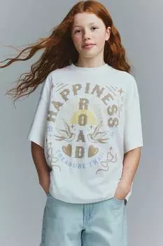 Футболка свободного покроя из хлопка H&M, мультиколор