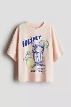 Футболка свободного покроя из хлопка H&M, мультиколор