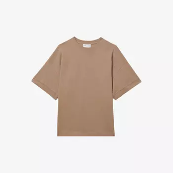 Футболка свободного покроя из хлопкового джерси Reiss x 100 ciels spencer с круглым вырезом Reiss, коричневый