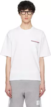 Футболка свободного покроя с коротким рукавом и карманом Thom Browne, белый