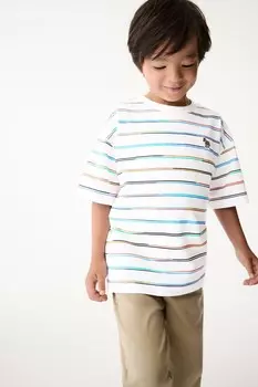 Футболка свободного покроя с короткими рукавами в градиентную полоску для мальчиков Paul Smith Junior, белый