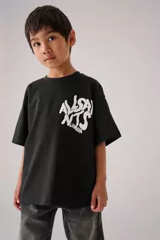 Футболка свободного покроя с логотипом Orlando для мальчиков, 100% хлопок Smallsaints, черный