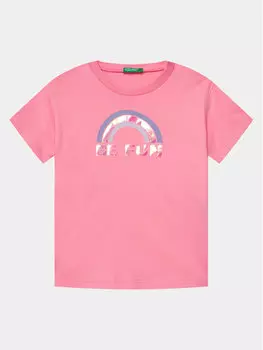 Футболка свободного покроя United Colors Of Benetton, розовый