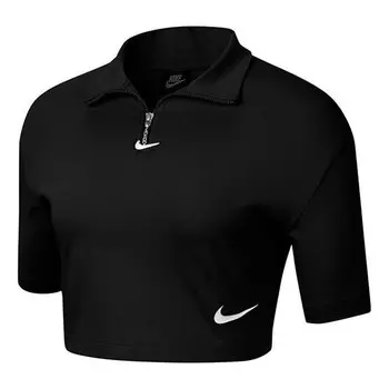 Футболка swoosh athleisure casual sports short black Nike, черный