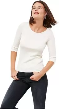 Футболка SY в рубчик из хлопка пима M.M.LaFleur, слоновая кость