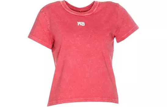 Футболка T By Puff с логотипом и воротником, базовая, усаженная, мягкая, вишневая Alexander Wang, Soft Cherry