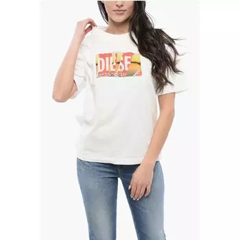 Футболка T-DANNY-POFF из хлопка с круглым вырезом и надписью «P» спереди. Diesel, White