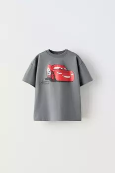 Футболка тачки молния маккуин disney ZARA, темно-серый