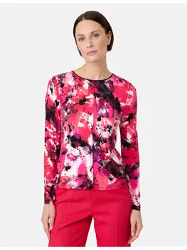 Футболка TAIFUN Langarm Rundhals, цвет geranium gemustert