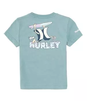 Футболка-талисман Hurley Little Boys 2T-7 с короткими рукавами Surfs Up, зеленый