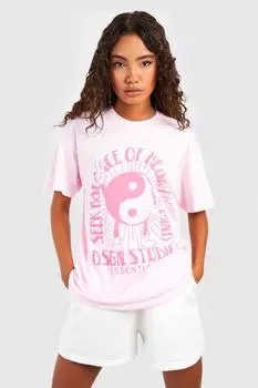Футболка tall dsgn studio peace Boohoo, розовый