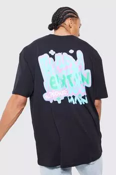 Футболка tall oversized ltd edition с граффити Boohoo, черный