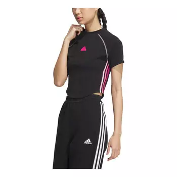 Футболка танцевальная укороченная футболка Adidas, черный