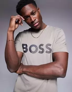 Футболка Tape Logo, стандартный крой, средне-зеленый цвет BOSS Green