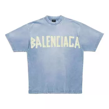 Футболка tape type t-shirt medium fit 'faded blue' Balenciaga, синий