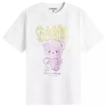 Футболка Тедди с комфортом Ganni, белый