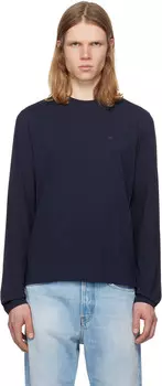 Футболка темно-синего цвета с длинным рукавом, стандартного кроя Acne Studios