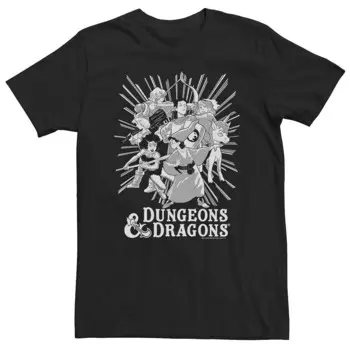 Футболка темных тонов Big & Tall Dungeons & Dragons Group Shot Licensed Character, черный