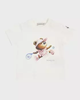 Футболка Tennis Bear с короткими рукавами для девочек, размер 6M-3 Moncler, цвет White