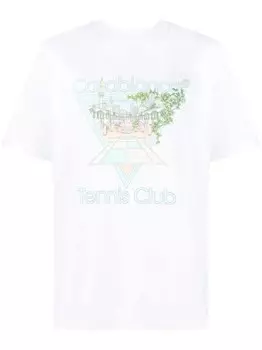 Футболка теннисного клуба с пастельным принтом Casablanca, белый