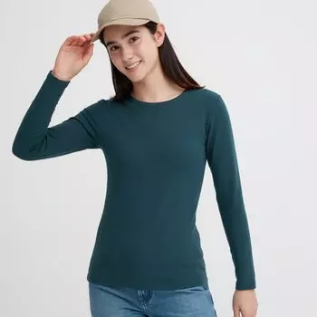 Футболка теплая Uniqlo Heat Tech с длинными рукавами,темно-зеленый