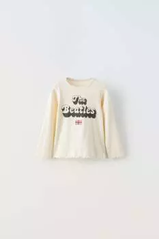 Футболка the beatles в ребрику ZARA, белый