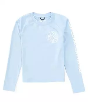 Футболка The North Face с длинными рукавами и изображением амфибии для маленьких/больших девочек 6–16 лет, синий