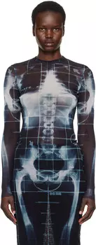 Футболка 'The queletor' черно-синяя Jean Paul Gaultier