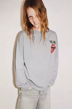 Футболка the rolling stones ZARA, серый