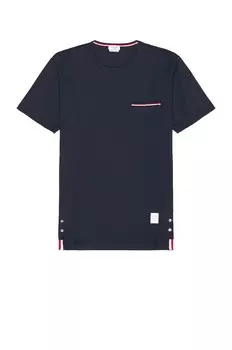 Футболка Thom Browne Jersey Cotton Short Sleeve Pocket, темно-синий