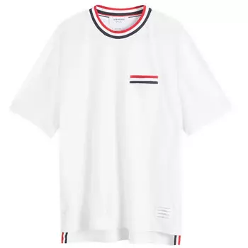 Футболка Thom Browne Stripe Tipped Textured T-Shirt, белый