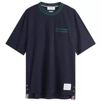 Футболка Thom Browne Textured Tipped T-Shirt, темно-синий