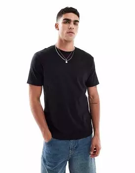 Футболка Threadbare 200 GSM черного цвета с коротким рукавом и вышитым цветком