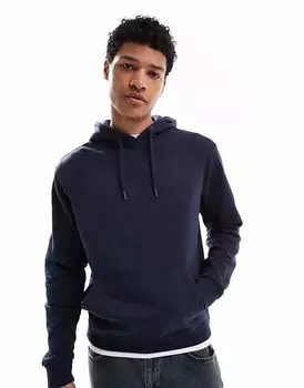 Футболка Threadbare Mock с капюшоном и пуловером в темно-синем цвете