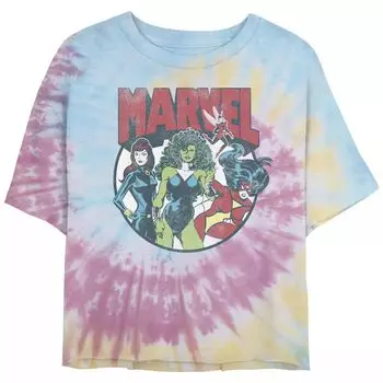 Футболка Tie Dye для юниорской женской группы Marvel Circle Shot Tie Dye Licensed Character