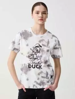 Футболка Tie-Dye с принтом «Дональд Дак 90» Ovs, цвет white/grey