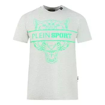 Футболка Tigerhead с ярким логотипом серая Plein Sport, серый