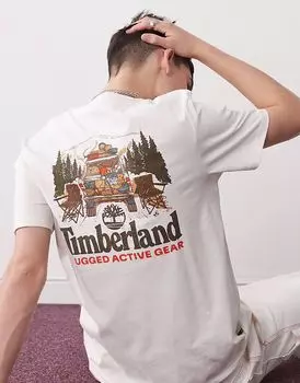Футболка Timberland Back On The Road с принтом на спине белого цвета