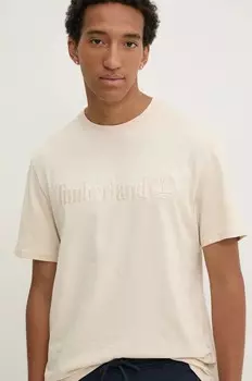 Футболка Timberland из хлопка, бежевый