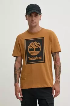 Футболка Timberland из хлопка, коричневый