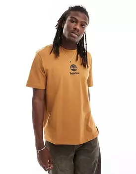 Футболка Timberland пшенично-бежевого цвета с небольшим логотипом в центре